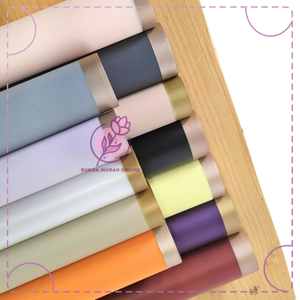

Kertas Buket Gold Line Transparant Color Cellophane Flower Wrapping