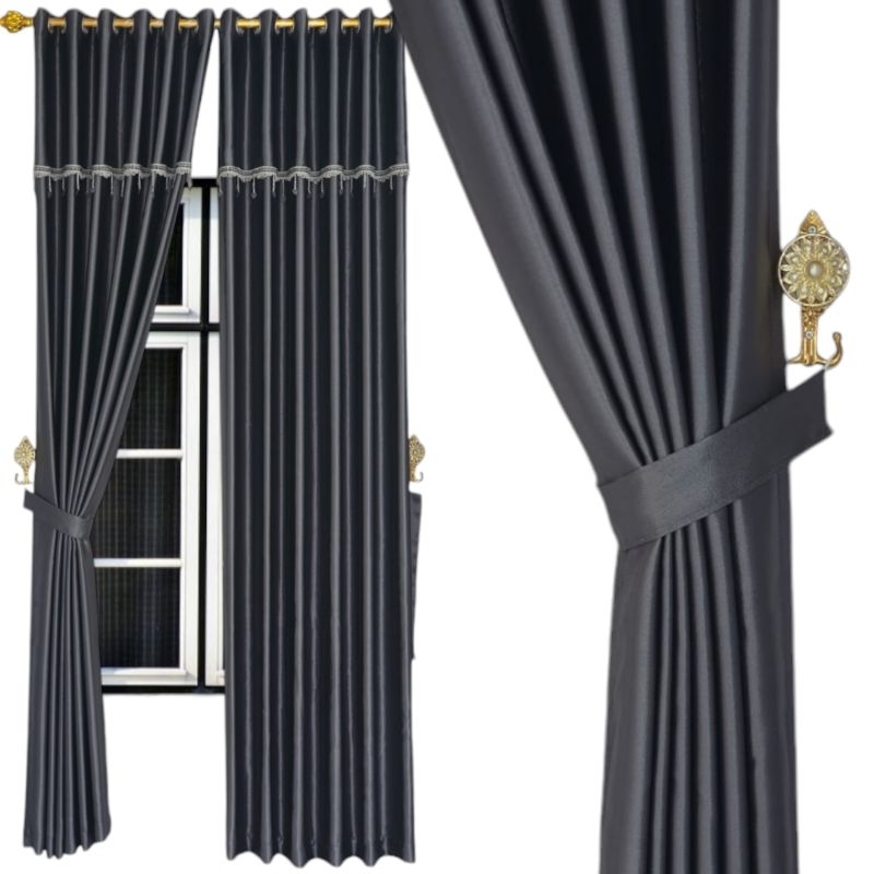 TIRAI GORDEN JENDELA PINTU KAMAR  POLOS MOTIF EMBOS PONI RENDA KRISTAL MINIMALIS