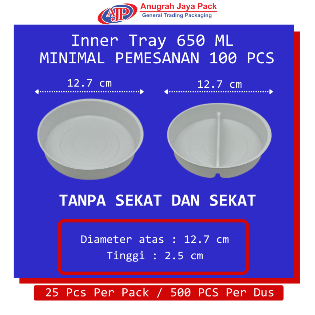 INNER TRAY PAPER BOWL 650 ML / PLASTIK TRAY PAPER BOWL 650 ML PUTIH