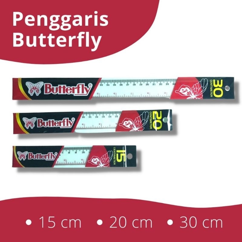 

(1Pcs) Penggaris 15cm 20cm Bening Butterfly Garisan