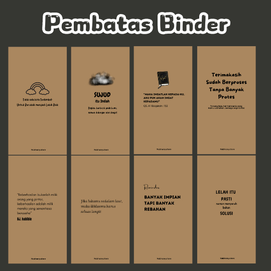 

Loose Leaf Isi Binder Pembatas Binder, Kata-Kata motivasi, isi binder kertas kraft A6 dan A5