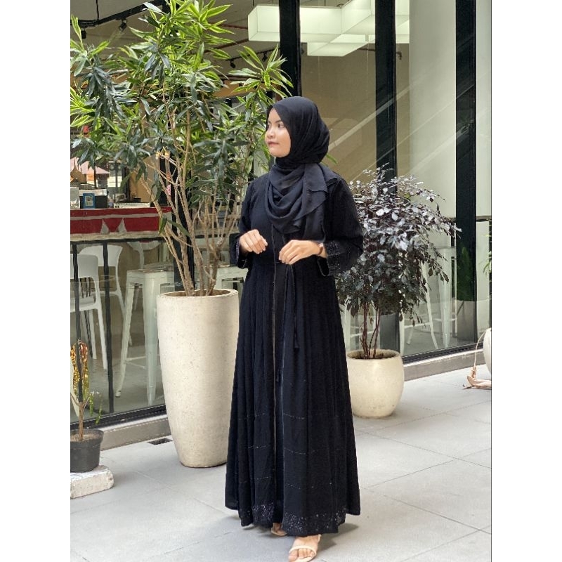 abaya gamis hitam premium haura