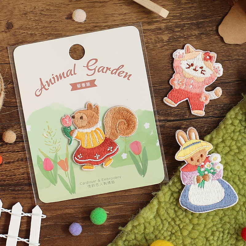 Bordir Patch Animal Garden Series Bordir Patch Kelinci Bordir Patch Kucing Bordir Patch Beruang Bord