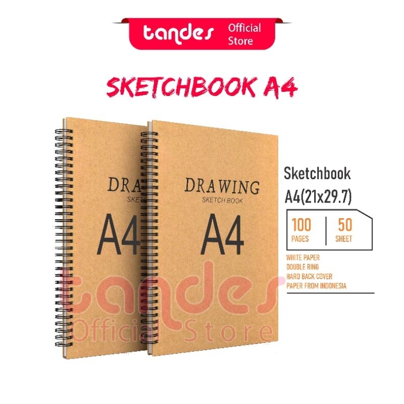 

Tandes Buku sketsa Sketchbook A4 isi 100 pages 50 sheets buku gambar ukuran A4 craft cover spiral