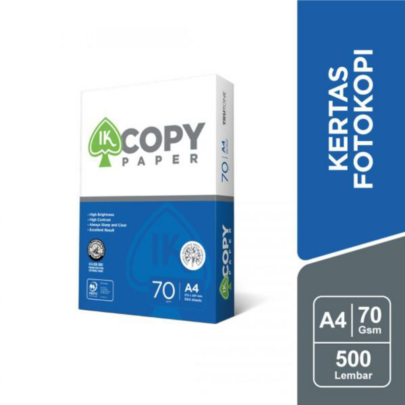 

Kertas HVS IK Copypaper A4 70 Gsm / HVS IK Copypaper A4 70 Gsm / Kertas Print Kantor HVS Putih IK Copypaper 70gsm