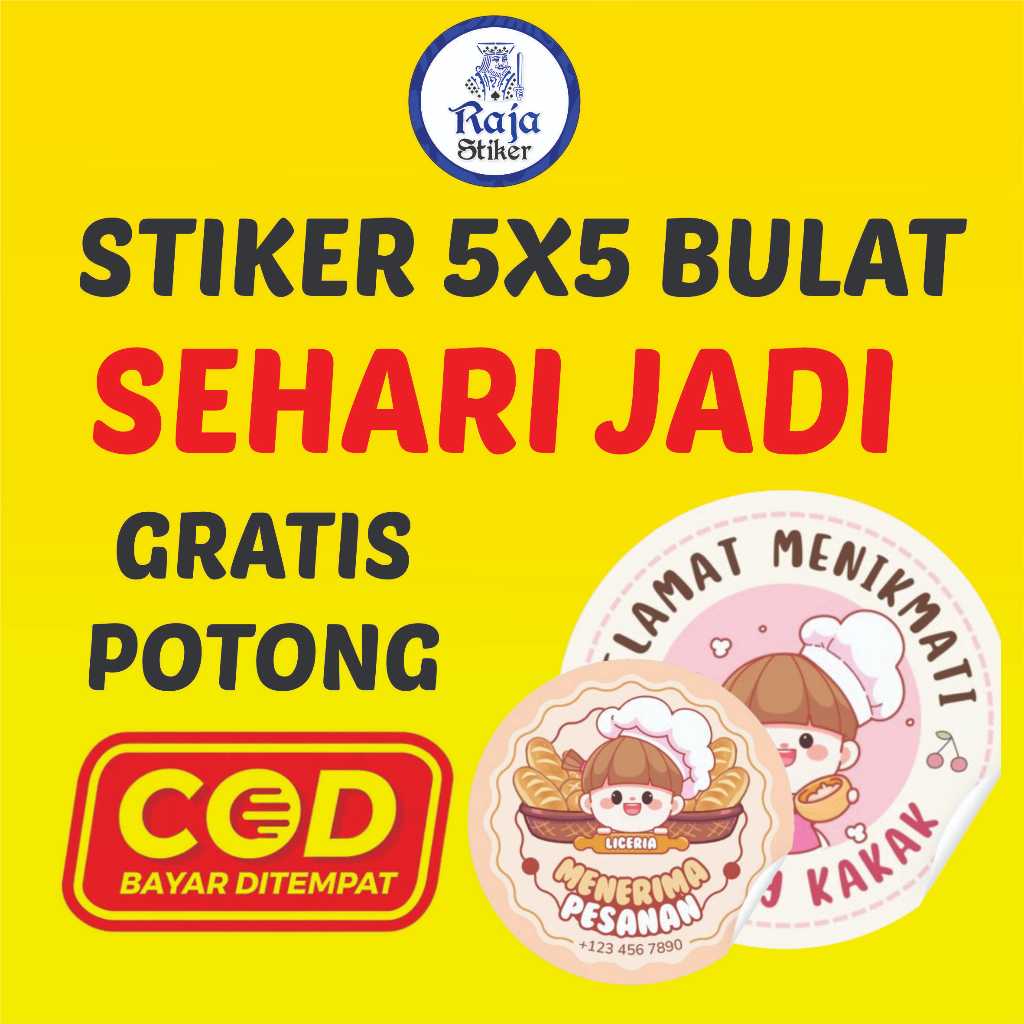 

CETAK STIKER MAKANAN, SNACK, CEMILAN, CATERING UKURAN 5X5