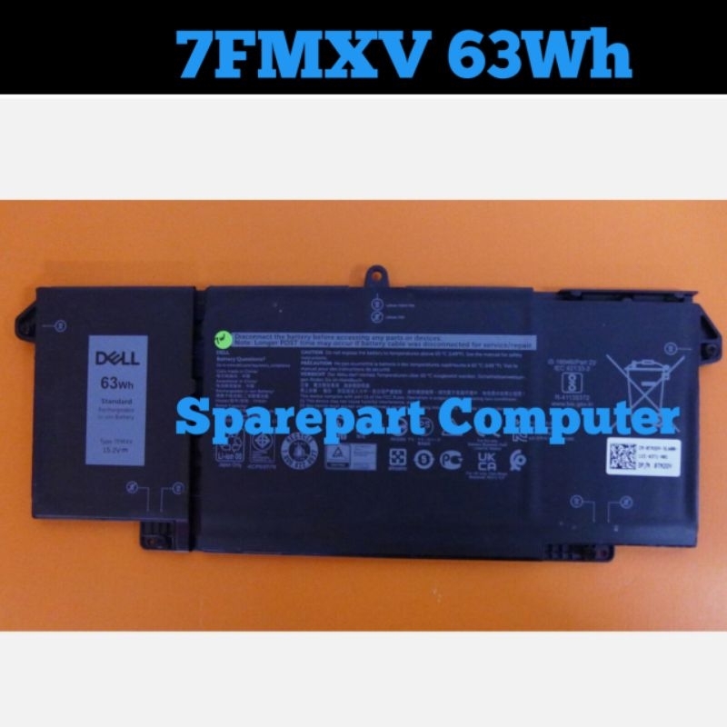 Baterai 7FMXV 63Wh untuk Dell Latitude 5320 7320 7420 7520 9JM71 0TN2GY 4M1JN