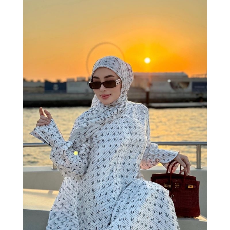 Shellasaukia X Level Up Dress Set Hijab Mono Terbaru Gamis Syari Polos Baju Kondangan Wanita Cantik 