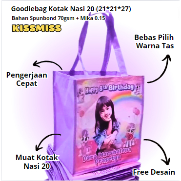 

Goodiebag Tahlil/Nikahan/Aqiqah Custom Ukuran P21Lx21xT27 Nasi Kotak 20