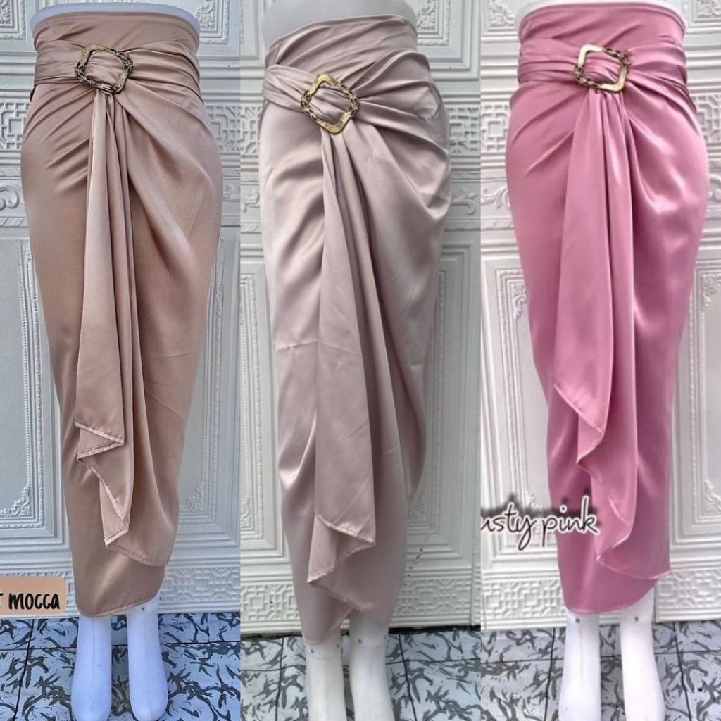Kain Lilit Satin / Rok Lilit Satin Bawahan Kebaya Warna Nude Dan Mocca