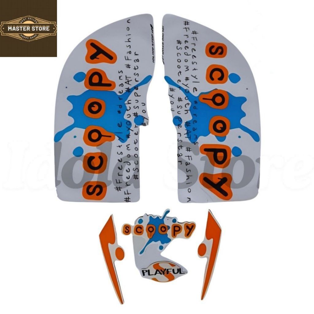 Stiker Striping Honda Scoopy PLAY FULL 2017 Putih Biru List Body Motor Scoopy Play Full 2017