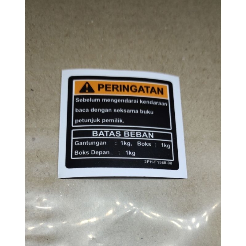 

STIKER LABEL WARNING BATAS BEBAN YAMAHA MIO GEAR 125, lexi