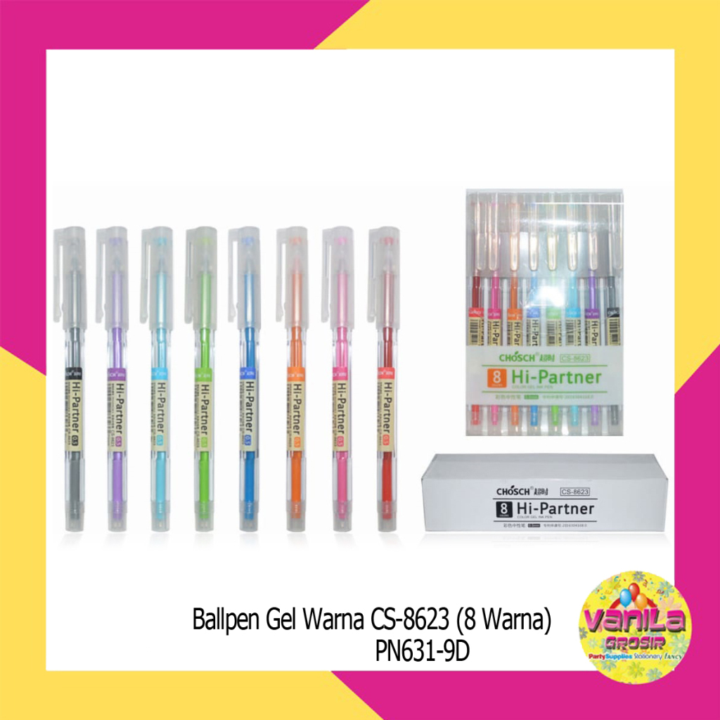 

(1Pak Isi 8Warna) Ballpen Gel Warna 0,5mm, bulpen gel warna-warni, colorful pen, bolpen sekolah, pen gel, ballpoint