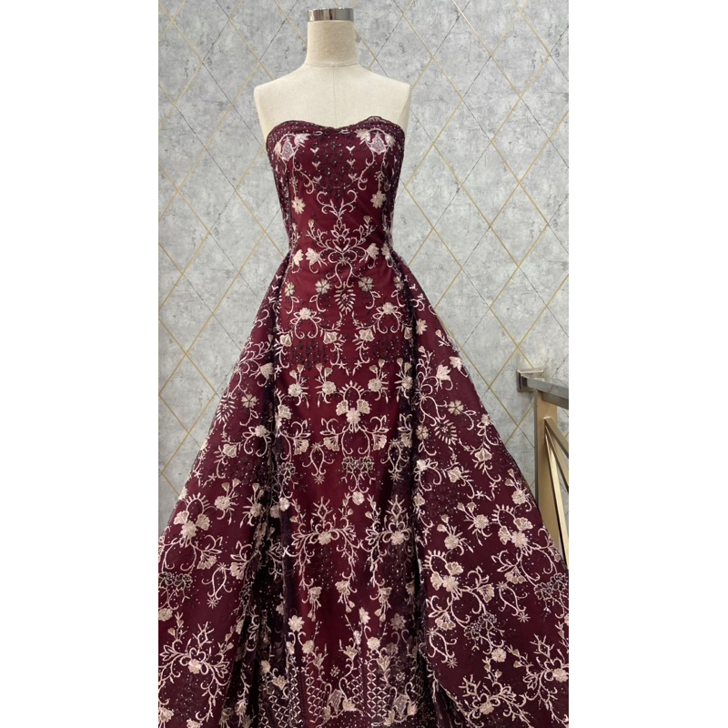 Kain Brokat Motif Etnik, Tile Pesta Mewah. Bahan Gaun Pesta, Tile Payet Tidak Rontok, Bahan Kebaya