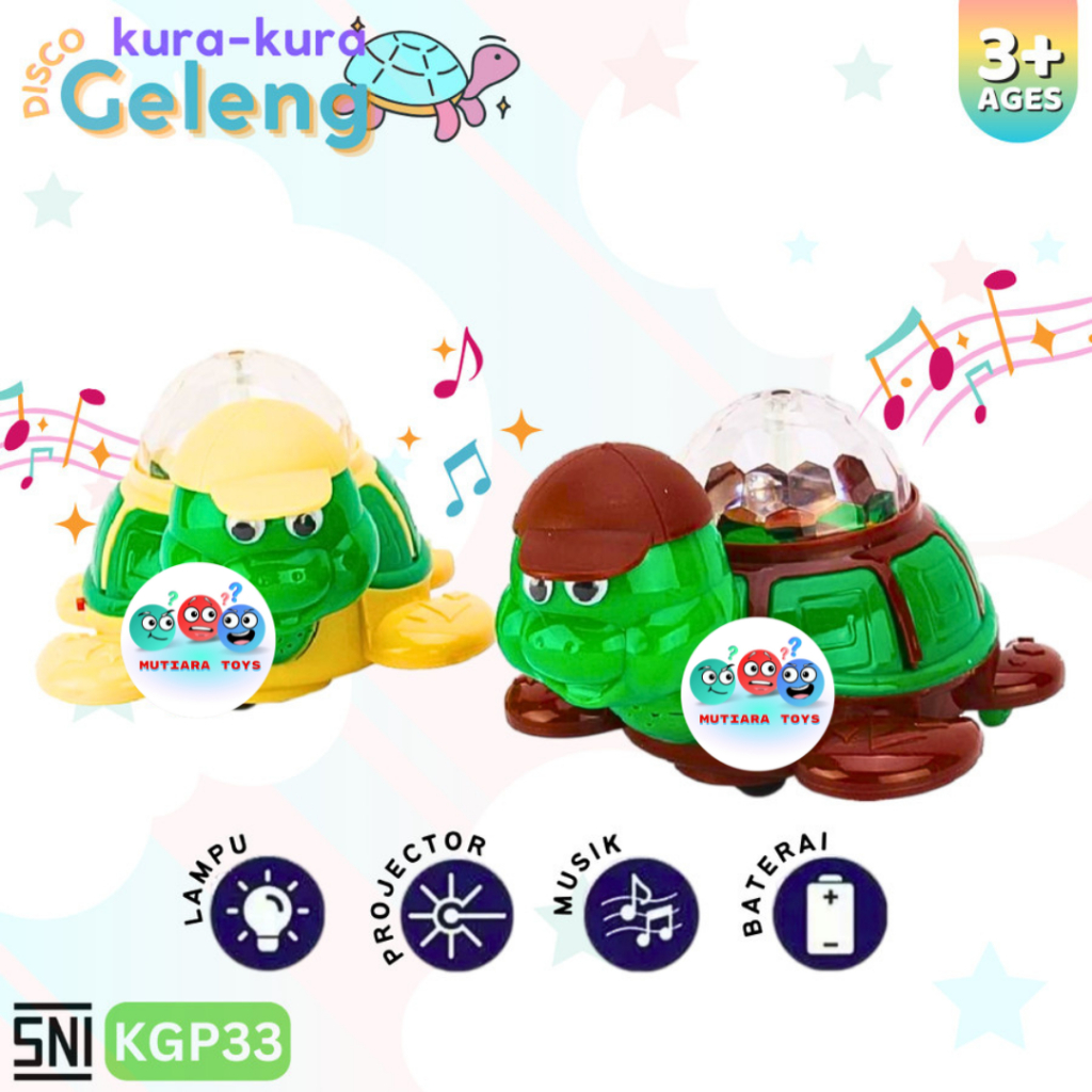 MM Mainan Kura-Kura Geleng Disco Musik Lampu KGP33