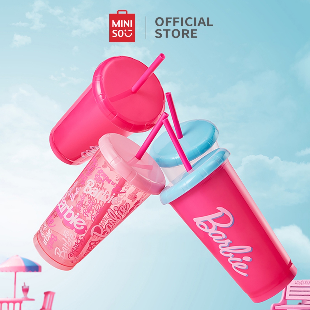 Miniso x Barbie Tumbler 520ml 4 Pcs Shining Collection Botol Minum Gelas Plastik 4 Pcs Dengan Sedota