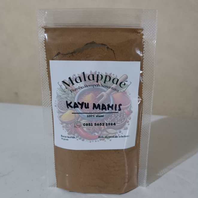 

Malappaé Kayu Manis Bubuk Rempah Bumbu Dapur 10k Berat 50 gram Bahan 100% Asli Alami Tanpa Campuran