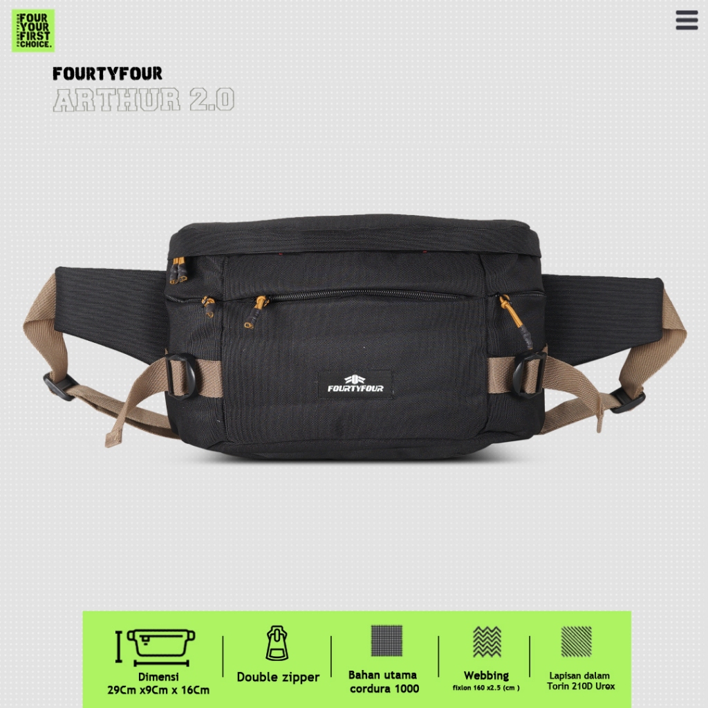 Garansi Zigzag Tas Waistbag Pria Arthur / Tas Selempang Pria / Tas Waistbag Pria