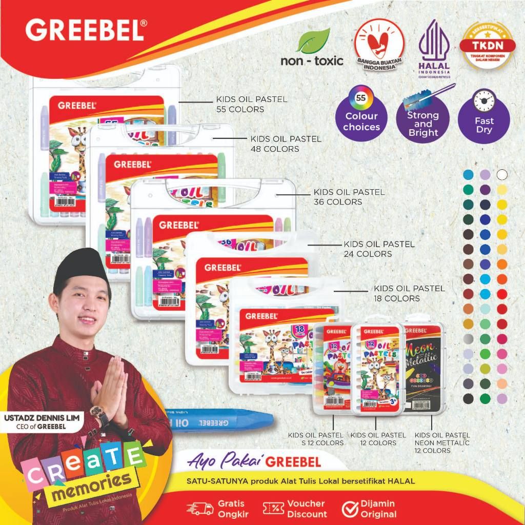 

Crayon Oil Pastel GREEBEL / Krayon Minyak / Krayon untuk Mewarnai