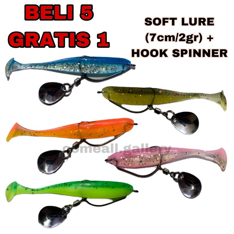 SOFT LURE 7cm/2gr Umpan Pancing + Hook Spinner