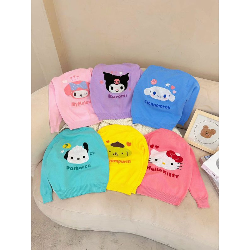 Cardigan Anak Cewek Sanrio Cardigan Anak Perempuan Kuromi Melody Cinamoroll CGD004
