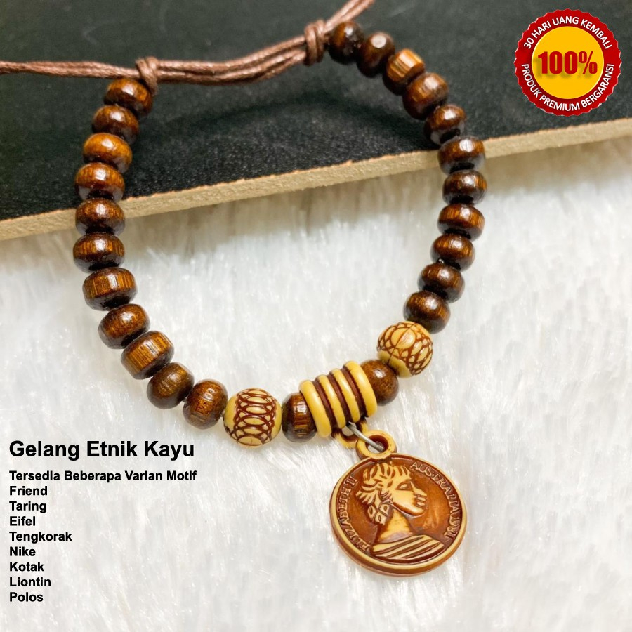 Gelang Kayu Murah / Gelang Kayu Etnik Bervarian Motif