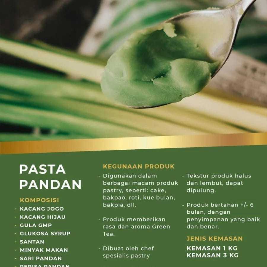 

Pasta Pandan / Isian Roti Pandan / Pandan Bread Filling. (promosi beli 3 discount 5000)
