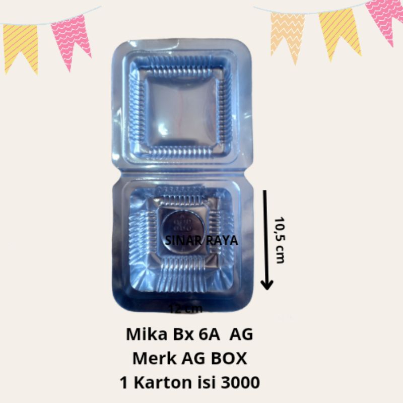 100 pcs Mika Bx 6A AG / MIKA KUE / BUNGKUS KUE / MIKA ROTI / BOX KUE