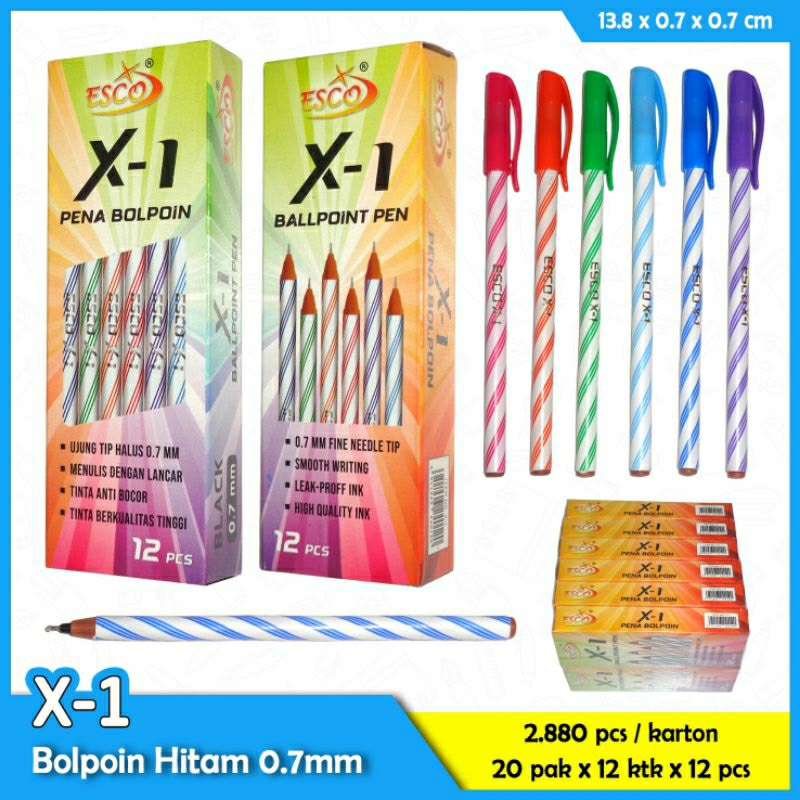 

1 PACK = 12 BIJI Ballpoint ESCO X1 /X2 /X3 /X4 /X5