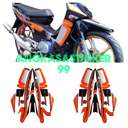 sticker striping body motor f1zr caltex edition hitam-orange