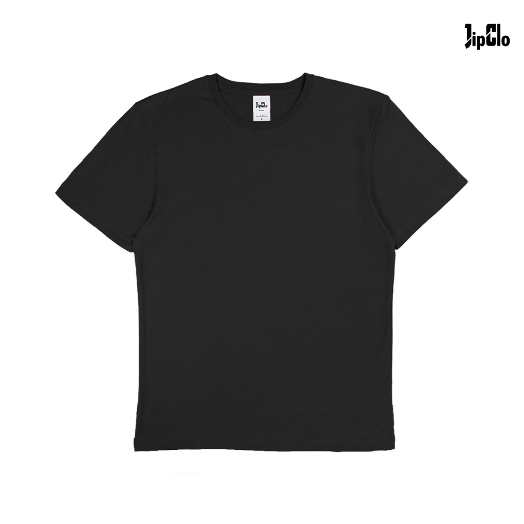 JipClo Kaos Polos Built Up Unisex Pria Wanita T-shirt Hitam Cotton 24s