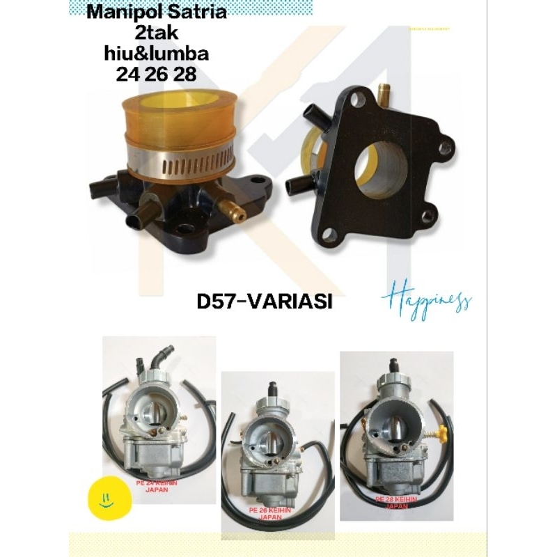 (Karbu Satria 2tak)Paket karburator PE KEIHIN (24 26 28) + Manipol Satria 2tak(satria hiu/satria lum