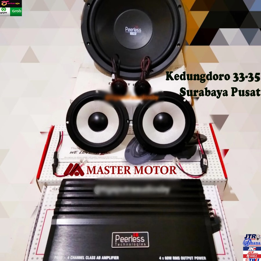 Paket 3in1 PEERLESS Speaker Split Power Amplifier PA40 4 channel Subwoofer 12 inch 12" Sub Audio
