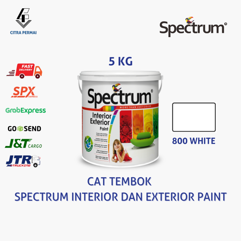 CAT TEMBOK SPECTRUM INTERIOR AND EXTERIOR PAINT (WHITE 800) - 5KG (3,78 LITER) / CAT TEMBOK SPECTRUM