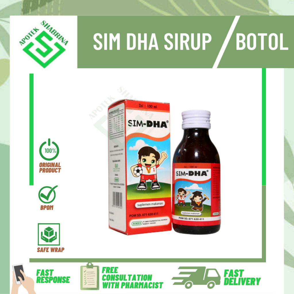 SIM DHA SIRUP 100ML Sim Dha Sirup 100ml sim dha -membantu memelihara daya tahan tubuh, Vitamin Anak 