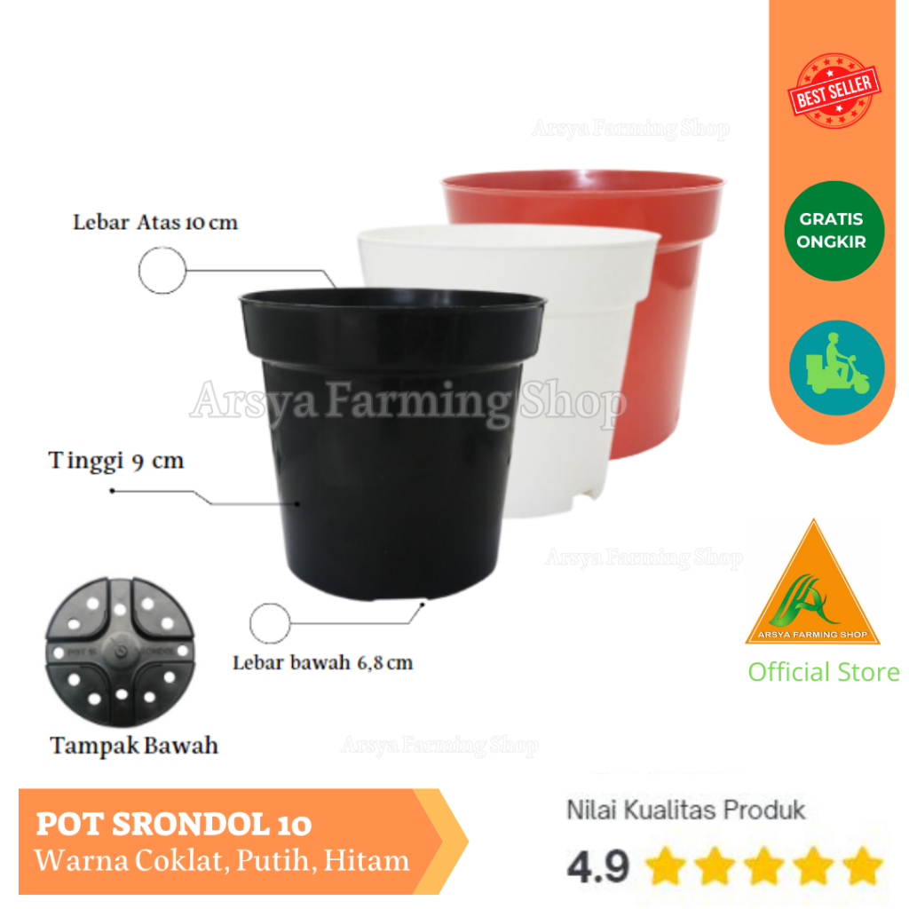 Pot Srondol 10 Tinggi Warna