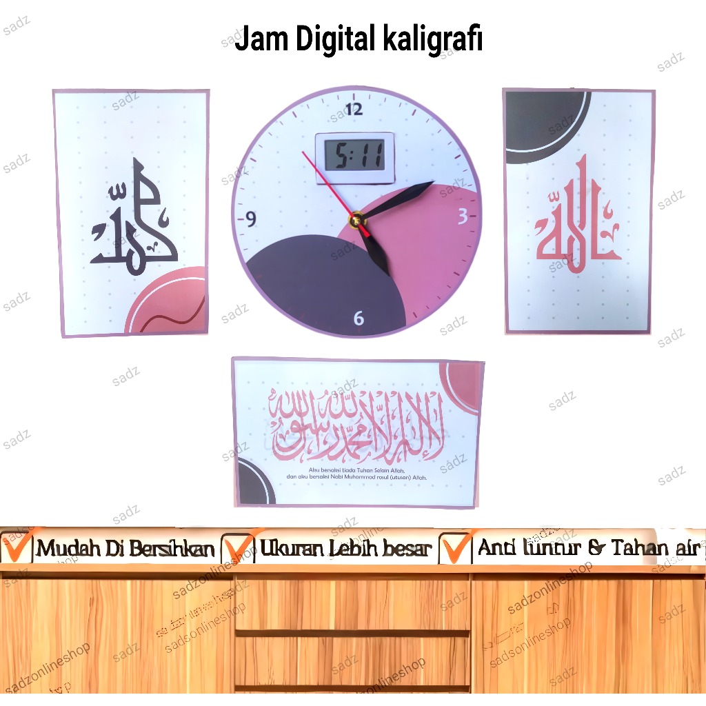 jam digital kaligrafi - jam dinding kaligrafi - jam digital + analog