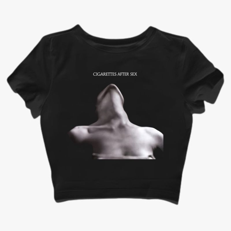 Baby Tee CIGARATTES AFTER SEX band logo Y2k Style Crop Tee hitam crop top putih rap tees kaos vintag