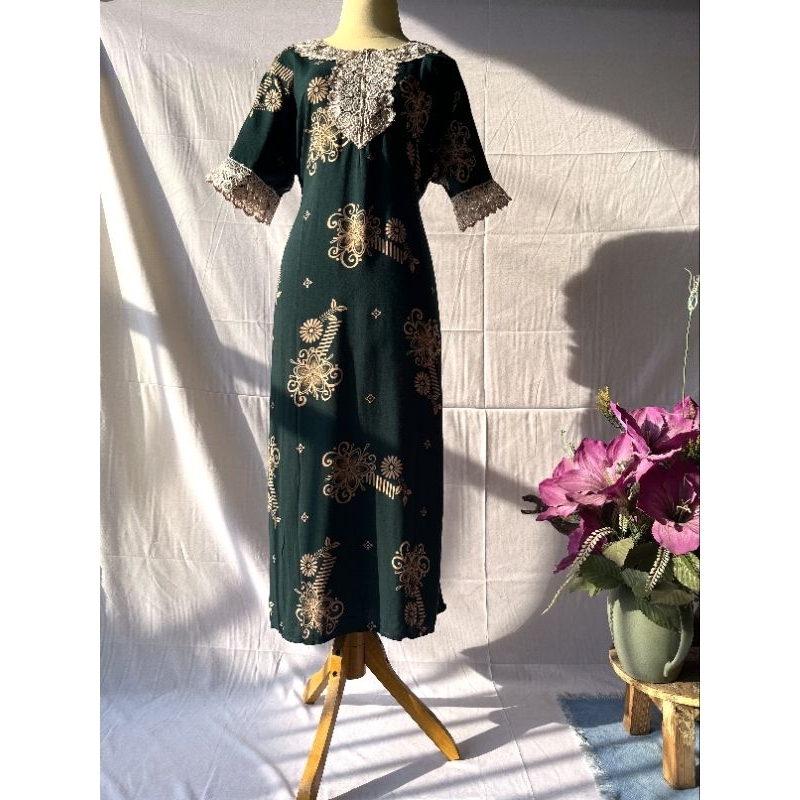 daster renda hijau botol