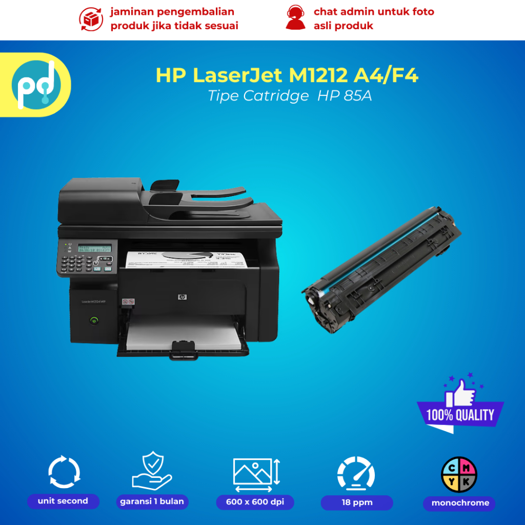 Printer Hitam putih Hp Laserjet M1212 - kertas a4 f4 printer multifungsi