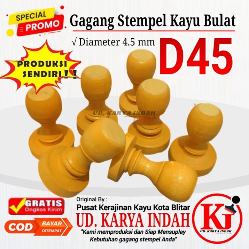 

gagang stempel kayu bulat D45