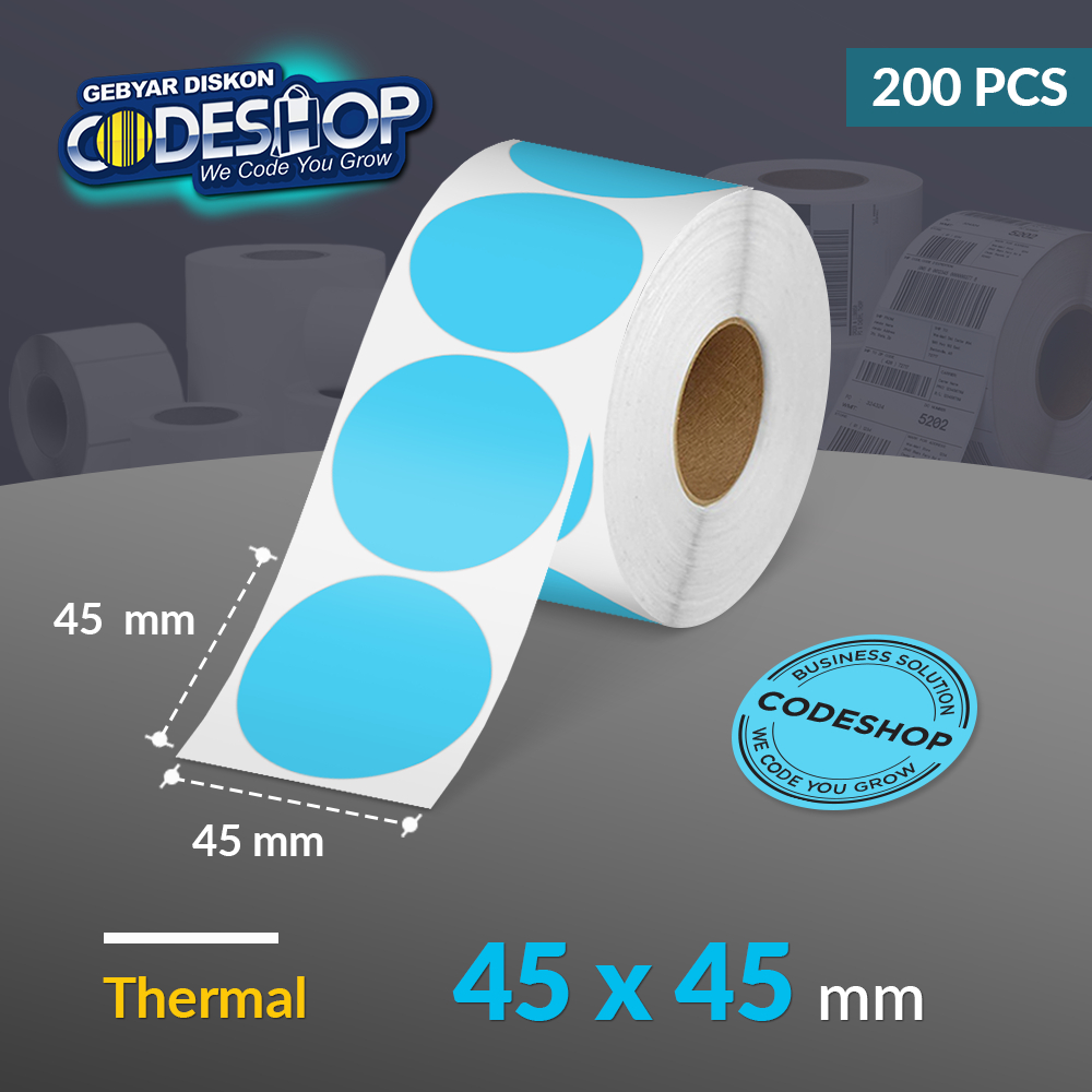 

Codeshop Label Thermal 45x45 / 45 x 45 mm / 45x45mm Biru Stiker Logo Minuman Gelas Tumbler 200 Pcs