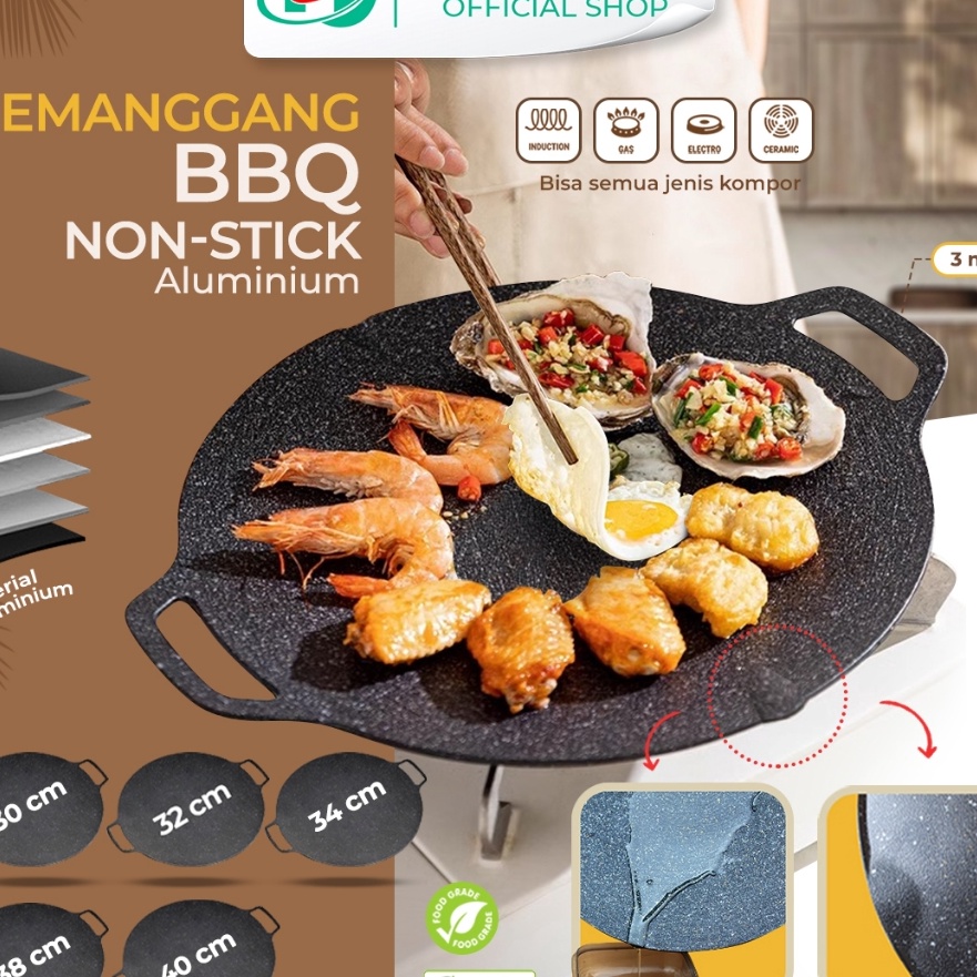 KP8 Hongzhuo Alat pemanggang  Tempat pemanggang bulat BBQ Piring pemanggang diameter 3234384cm