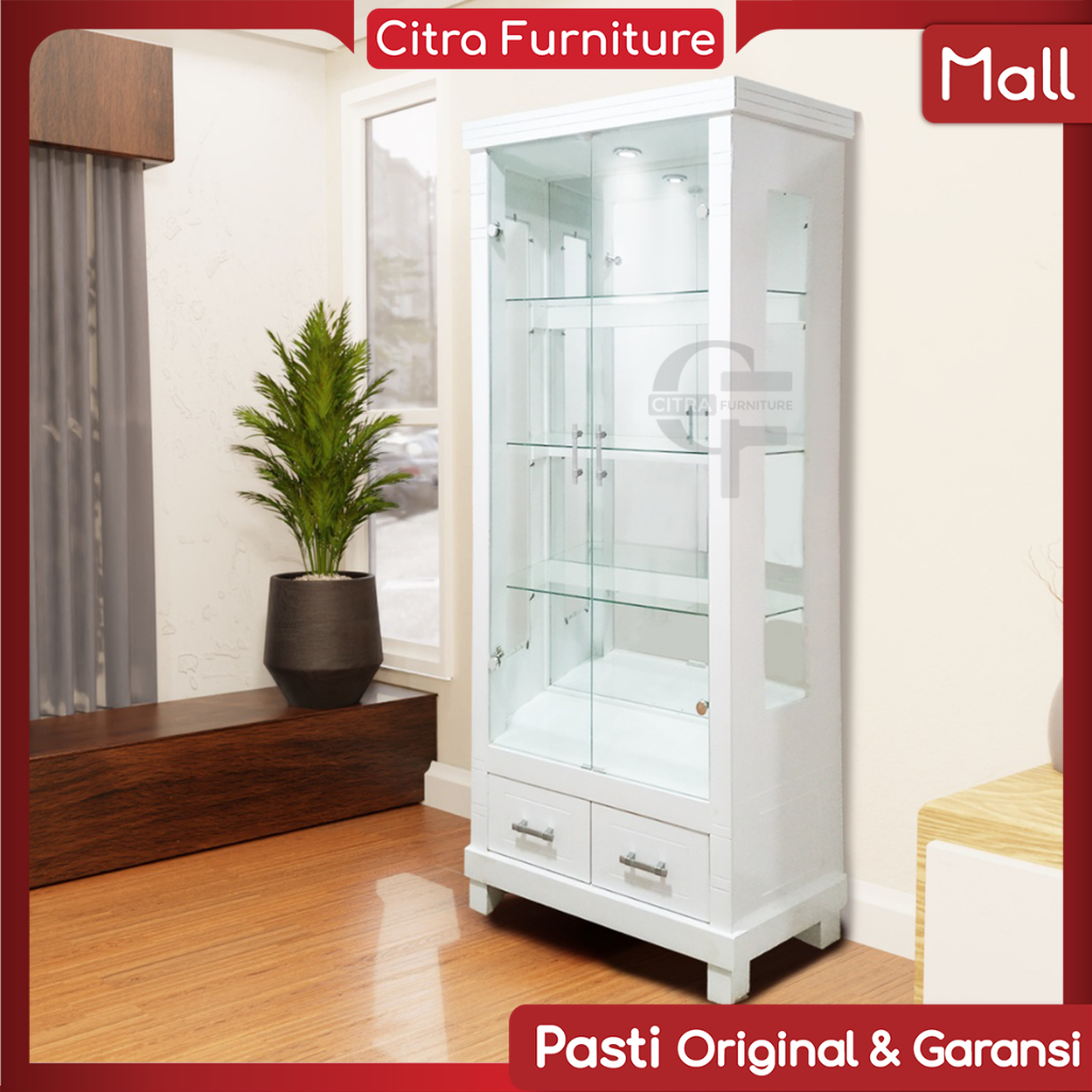 Citra Furniture SHUMO ® Lemari Hias pajangan Kaca 2 Pintu Minimalis | Bufet cristal Duco