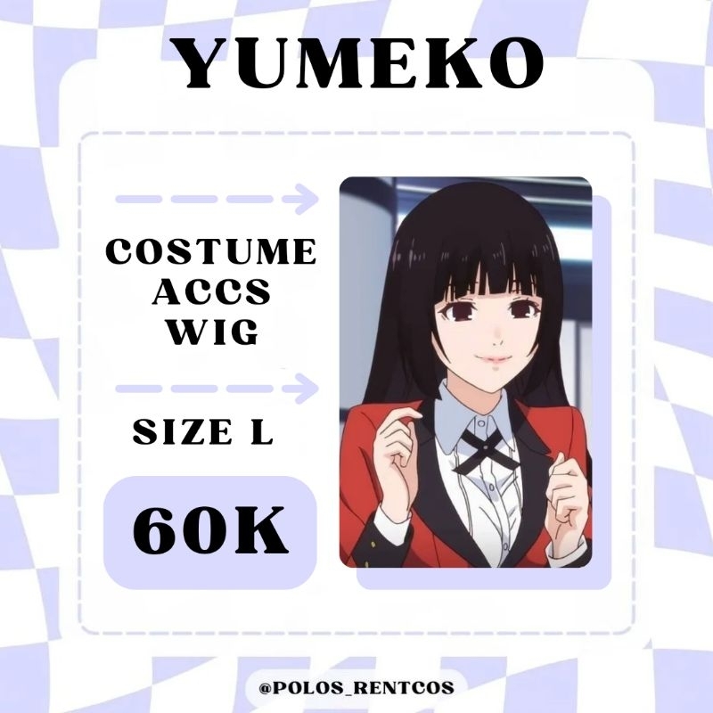 Sewa Kostum Yumeko, Rental Kostum Cosplay Jabami Yumeko, Kostum Jabami Yumeko (WAJIB CHAT DULU)