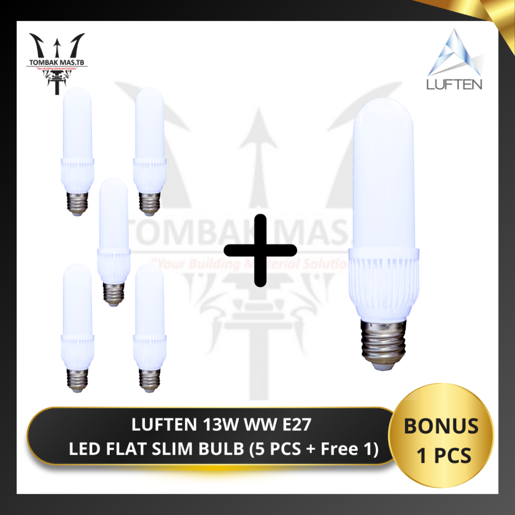 Bohlam Lampu LED Slim Bulb Luften 13 Watt - Kuning (5+1pcs)
