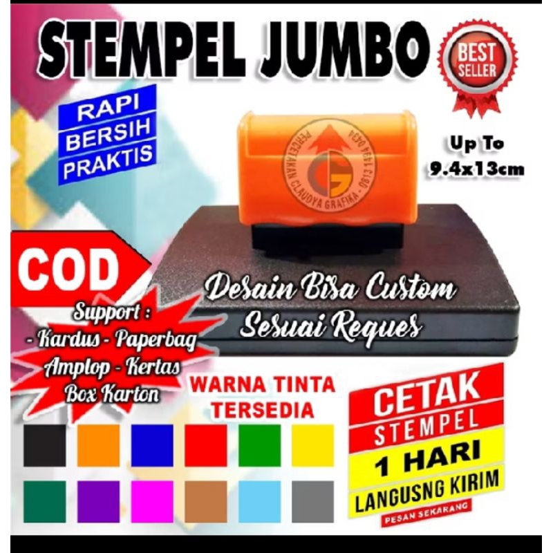 

Stempel Plastik permanen ukuran kertas jumbo.free tinta refil 1btl