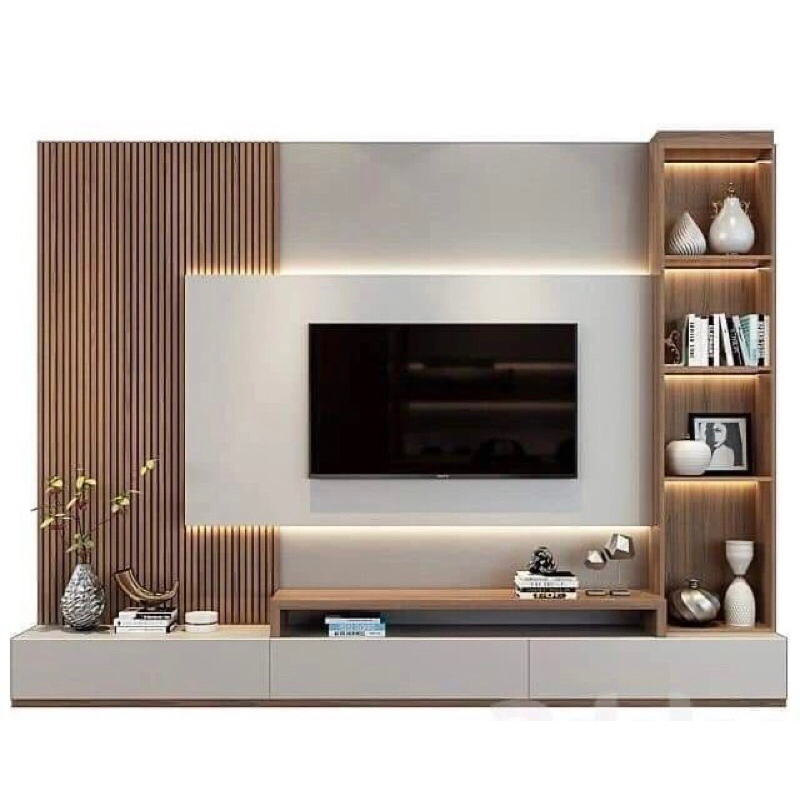 Promo Backdrop TV Minimalis Kabinet tv Panel Dinding Backdrop Modern Rak TV Gantung