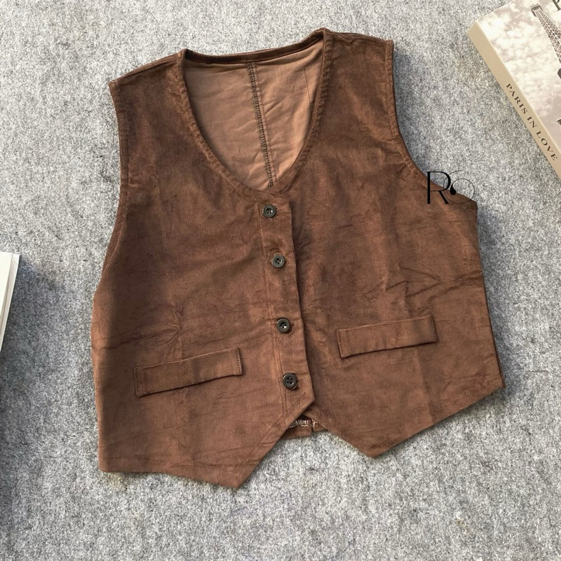 Sella Vest Corduroy Rompi Wanita Corduroy One set Wanita Kekinian Rompi Premium Emma Set Vintage