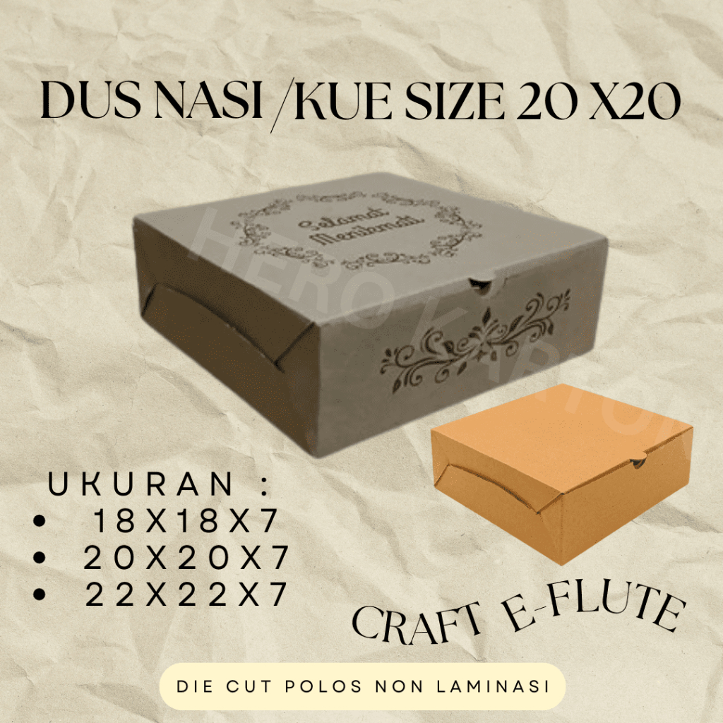 

Box Kardus E-Flute Coklat Kotak Nasi Packaging Hampers Souvenir 20x20x7 cm